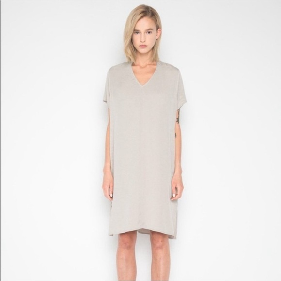 Oak + Fort | V-Neck Shift Midi Shirtdress | Milky Cream | Size Small - Picture 12 of 14